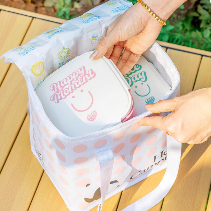 Portable Kids Fresh-Keeping Bento Box with Ice Pack & Compartments