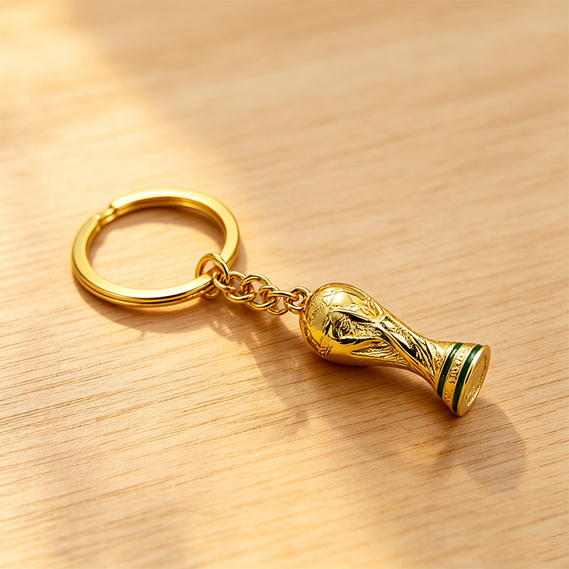 Mini Gold Trophy Keychain for Soccer Fans