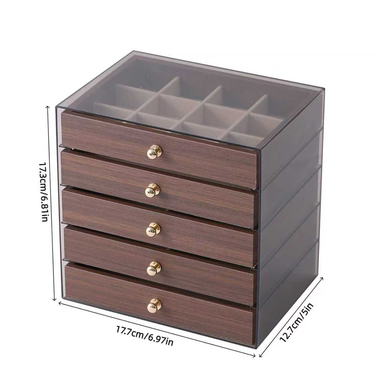 Stylish Wood-Grain Anti-Oxidation Jewelry Box | Multi-Compartment Organizer