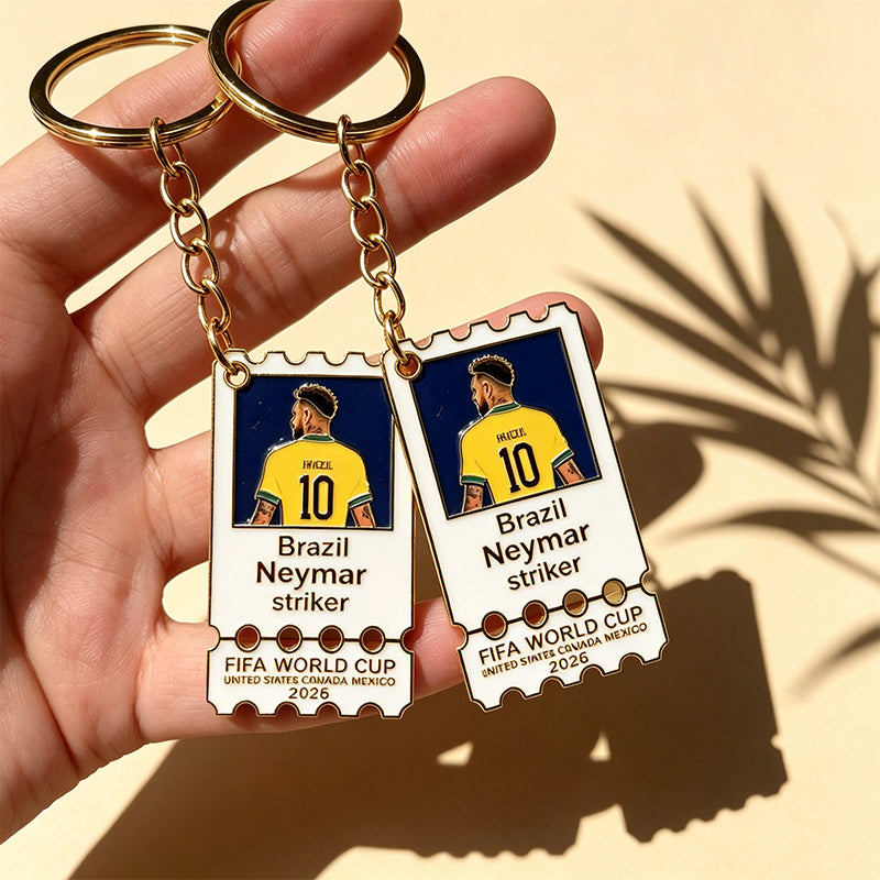 Metal Football Star Stamp Keychain