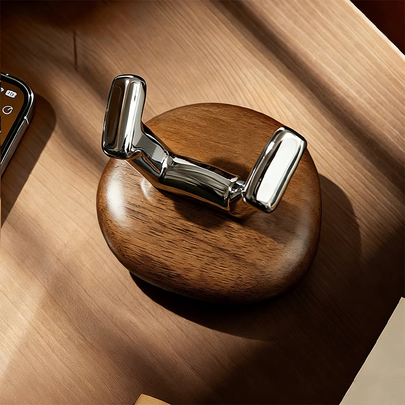 Premium Walnut Double Hook with Suction Cup – Removable & No Trace