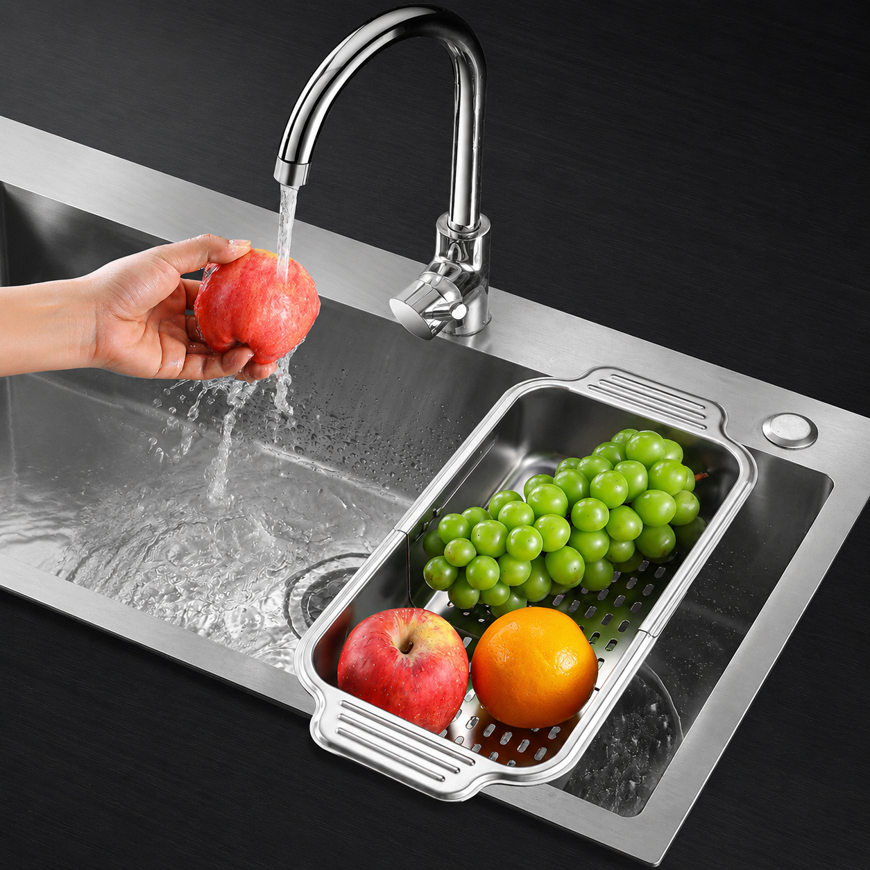 Expandable Stainless Steel Sink Colander Rack