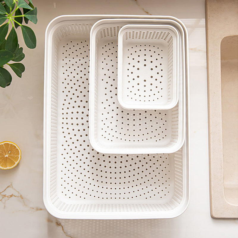 Large Capacity 2-Tier Stackable Square Drain Basket Set