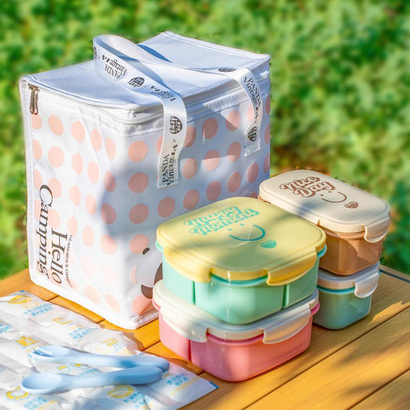Portable Kids Fresh-Keeping Bento Box with Ice Pack & Compartments