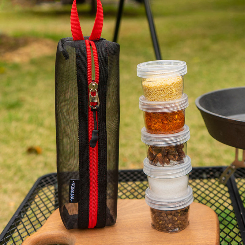 Portable Camping Spice Bottle Set with Mesh Bag