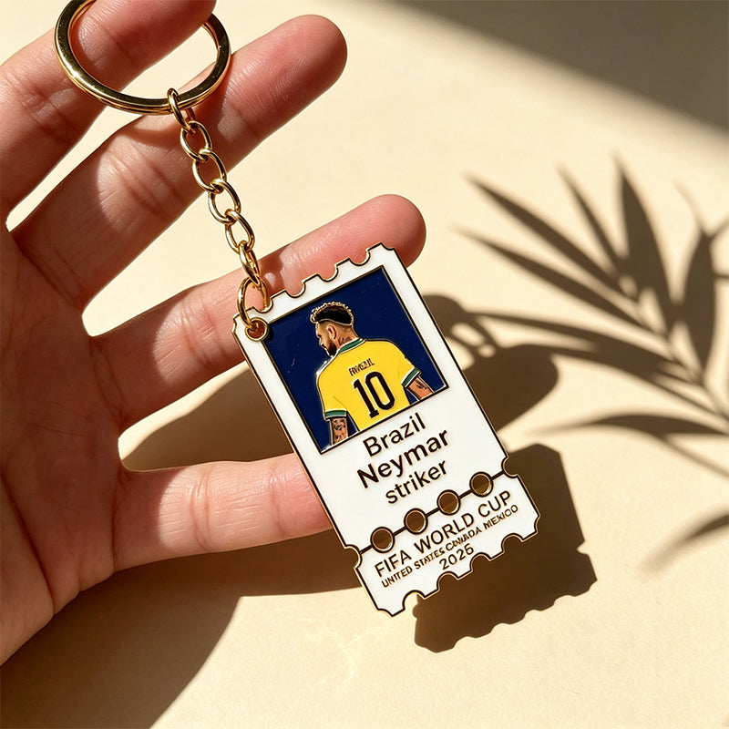 Metal Football Star Stamp Keychain