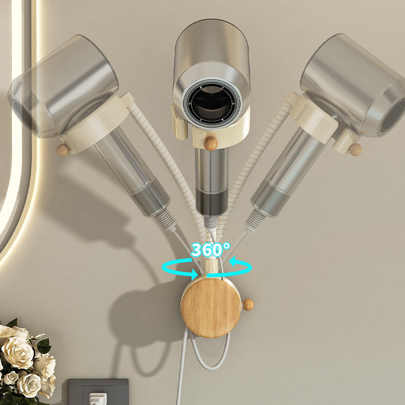 No-Drill Dual Suction Cup Hair Dryer Holder with Cord Organizer