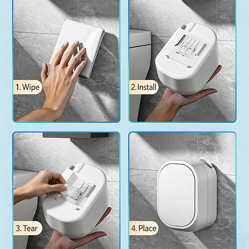 Toilet Brush Set with Disposable Heads and Built-in Cleaner