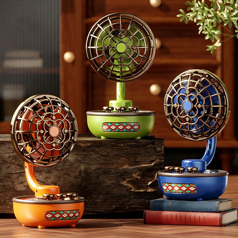 Portable Retro Fan with 3 Speeds & Ambient Light