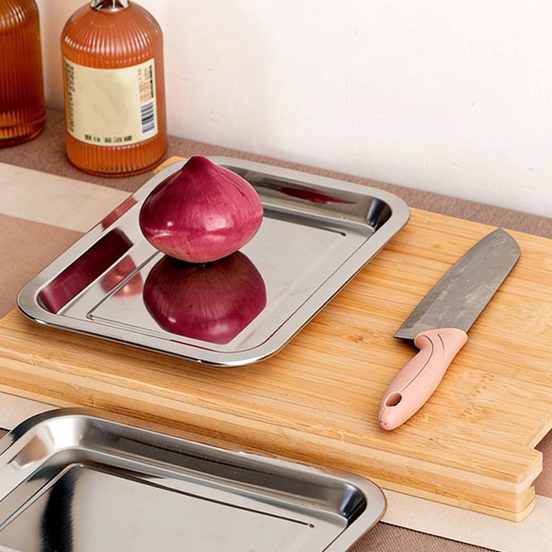 Bamboo Cutting Board with Built-In Pull-Out Tray