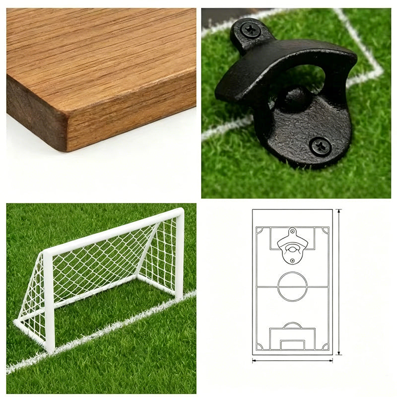 Soccer Field Wall Bottle Opener with Cap Catcher