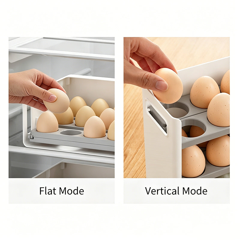 Multi-Layer Foldable Refrigerator Door Egg Organizer