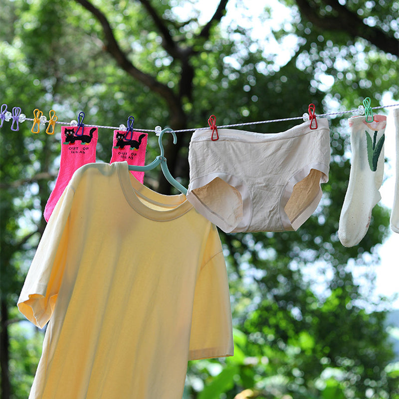 Portable Travel Elastic Clothesline with Windproof Clips & Hooks