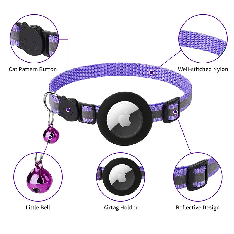 Reflective Waterproof Pet Tracking Collar for AirTag