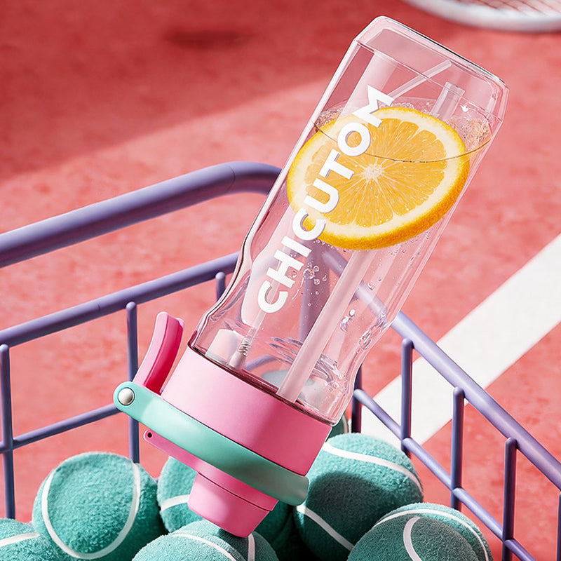 750ml Portable Mist Water Bottle with Dual Drinking Spouts