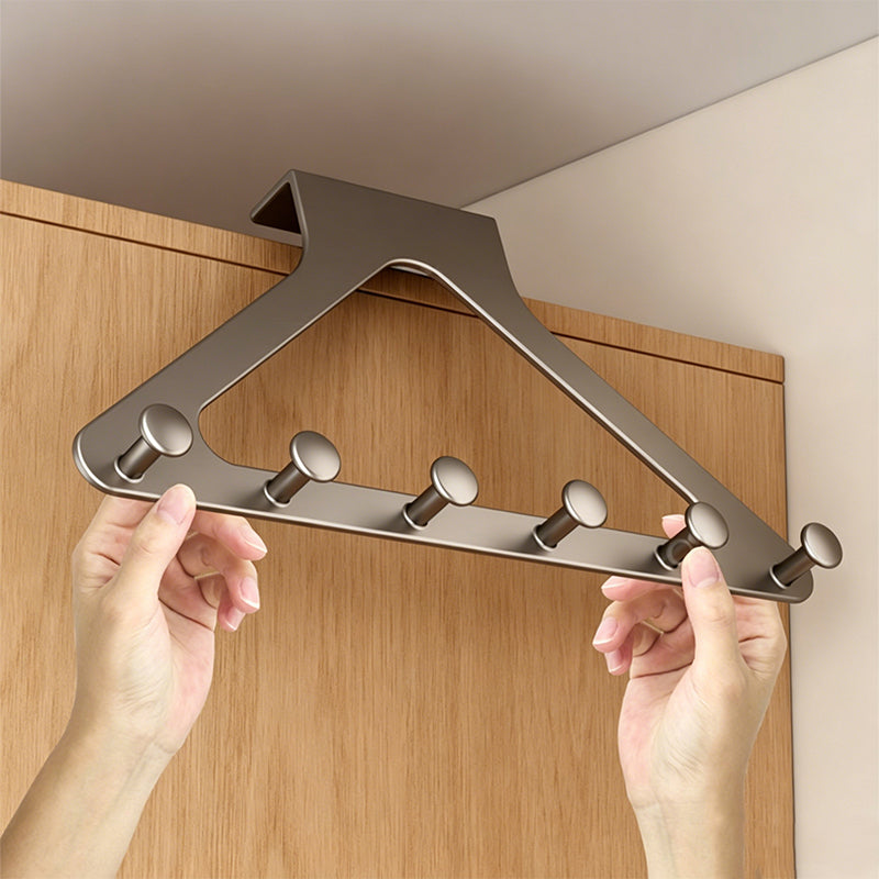 No-Drill Carbon Steel Over-the-Door Hook Rack