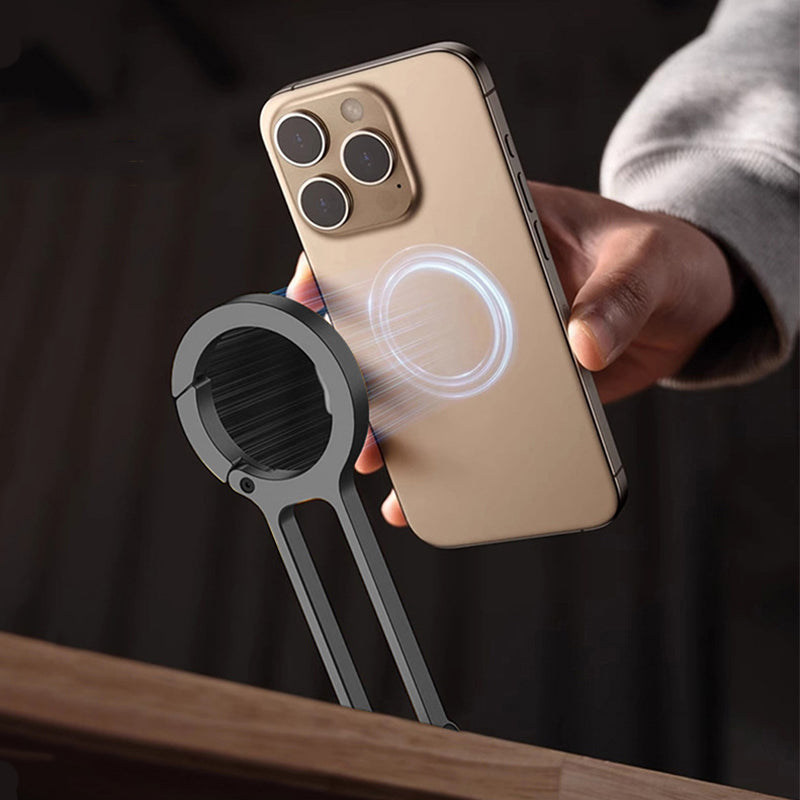 Dual-Sided Magnetic Phone Stand, 180° Rotating Foldable Tripod with Strong Base & Hanging Hook