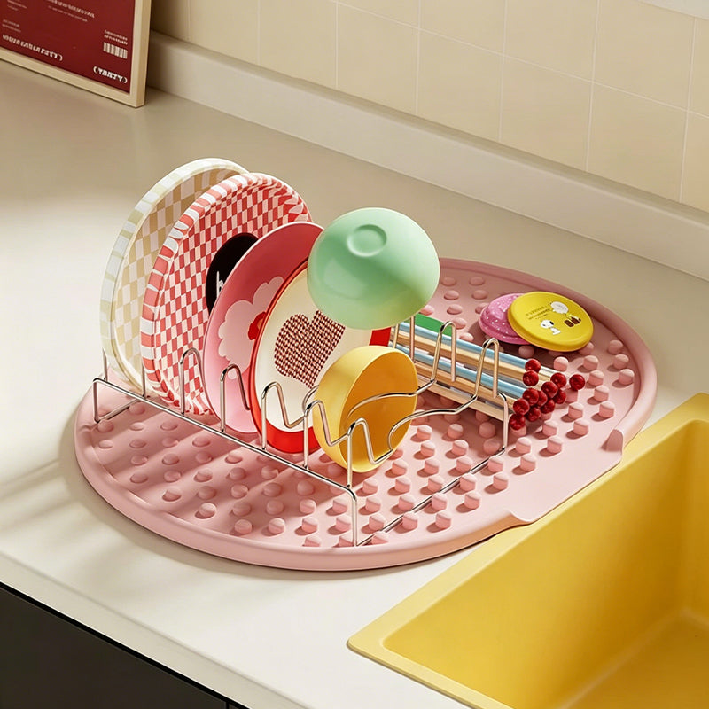 13° Sloped Tomato-Style Silicone Dish Drying Mat–Large Capacity & Leak-Proof Design