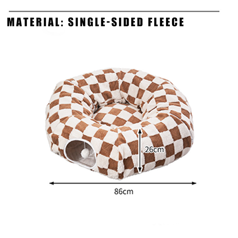 Fabric & Canvas Tunnel Cat Bed with Cushion