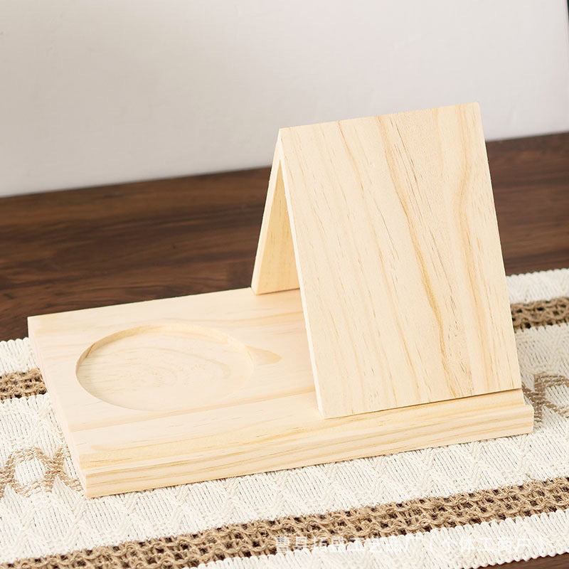 Triangle Wooden Book Stand with Cup & Pen Slots