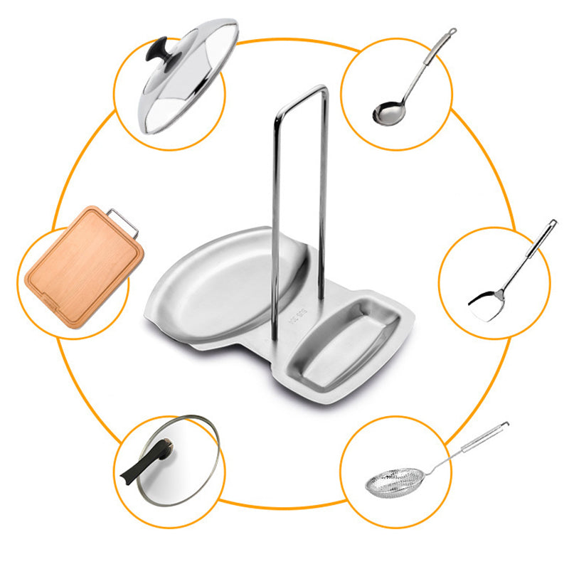 Stainless Steel Pot Lid & Utensil Holder with Drip Tray