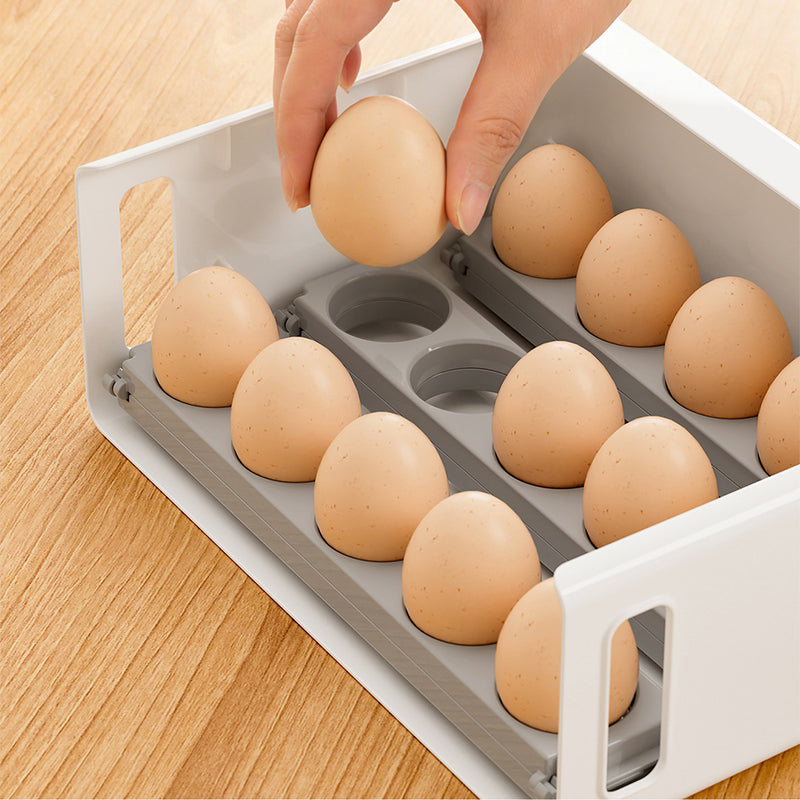 Multi-Layer Foldable Refrigerator Door Egg Organizer