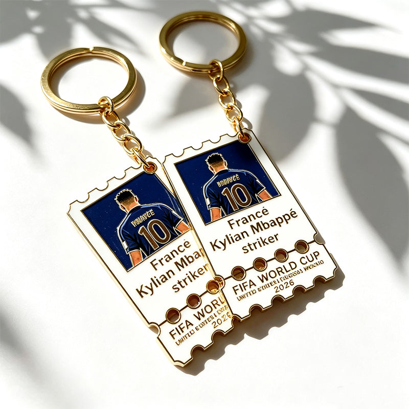 Metal Football Star Stamp Keychain
