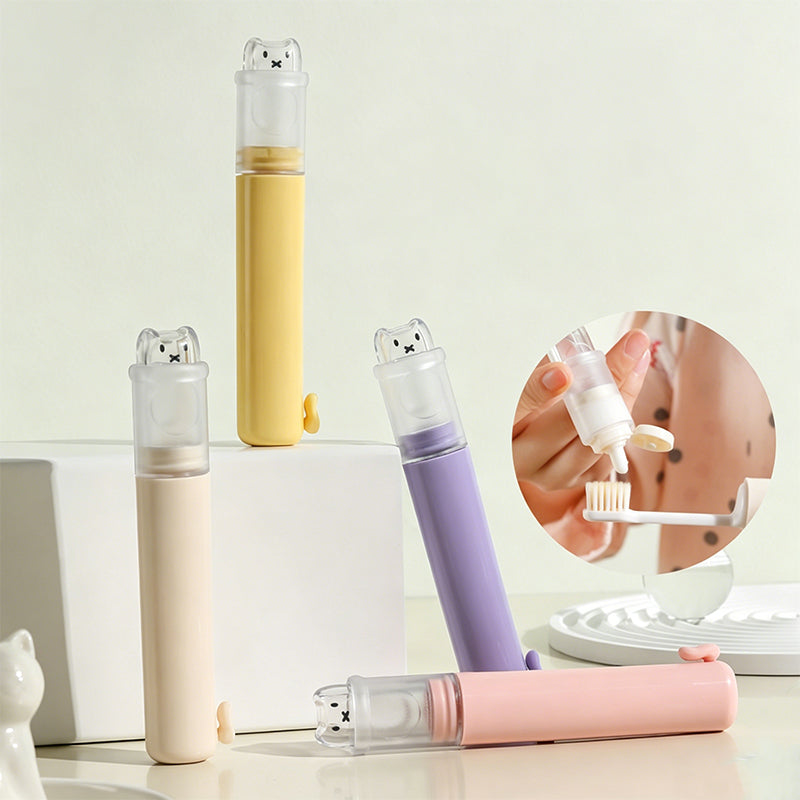 2-in-1 Portable Folding Toothbrush & Toothpaste Travel Set