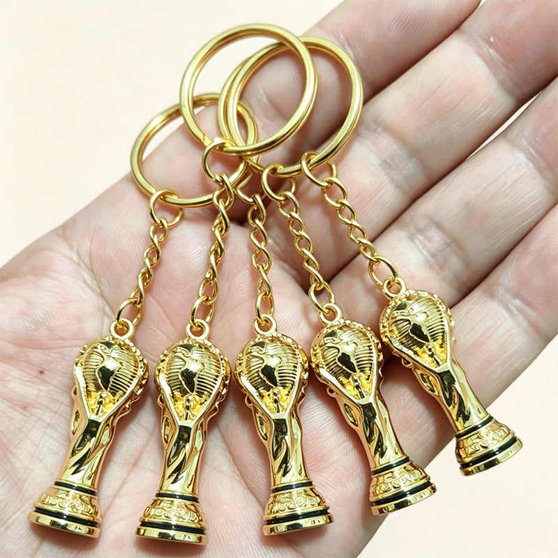 Mini Gold Trophy Keychain for Soccer Fans
