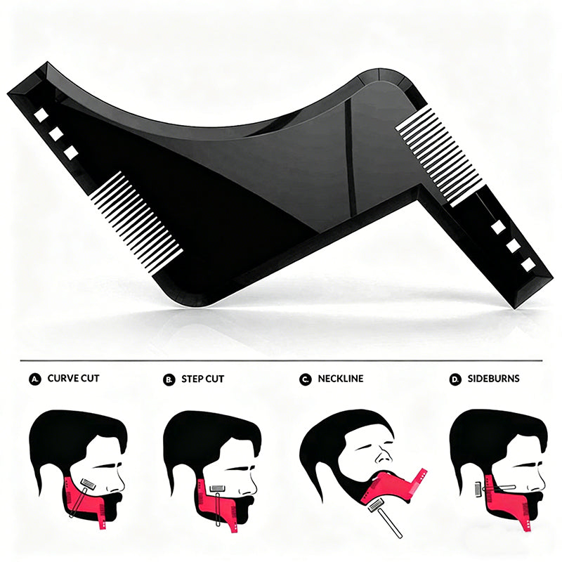 Professional Beard Shaping Template Comb with Dual-Sided Teeth