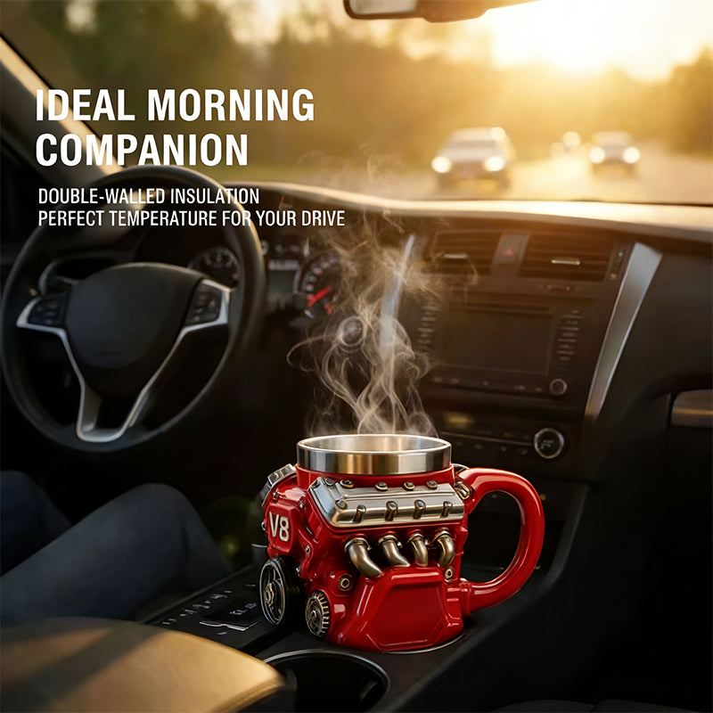 V8 Engine Coffee Cup – Double Insulated Mug for Hot & Cold Drinks