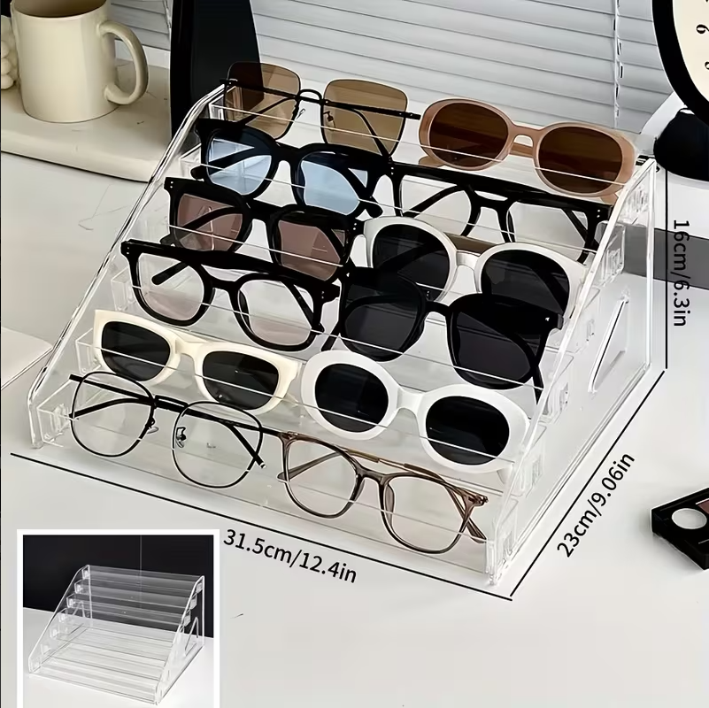 Large Capacity Acrylic Tiered Eyeglass Storage Rack