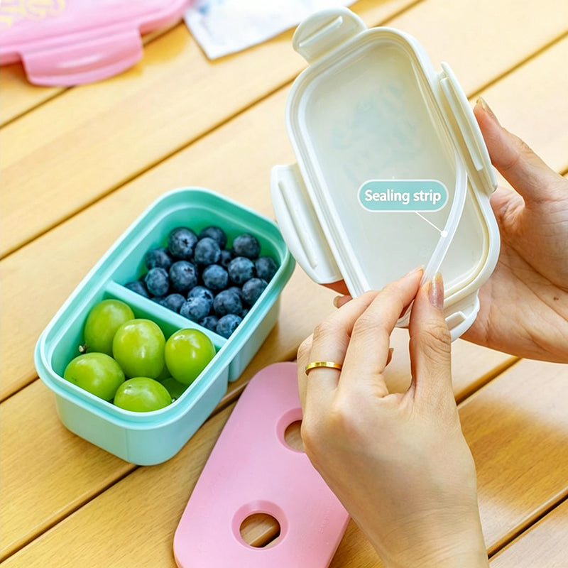 Portable Kids Fresh-Keeping Bento Box with Ice Pack & Compartments