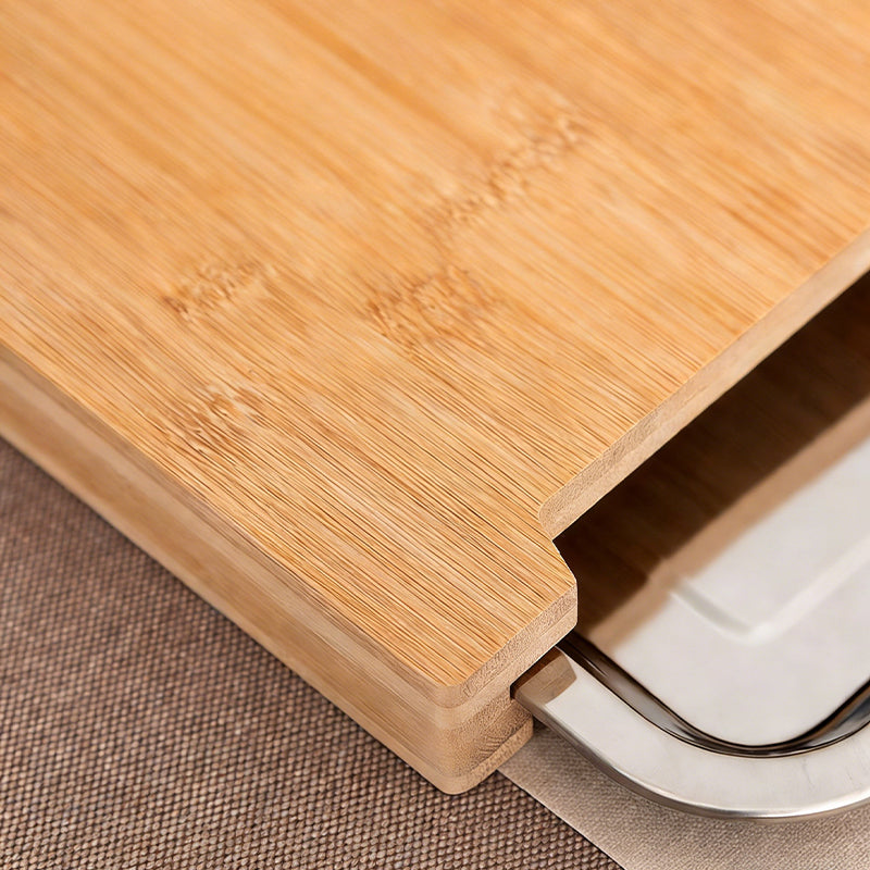 Bamboo Cutting Board with Built-In Pull-Out Tray