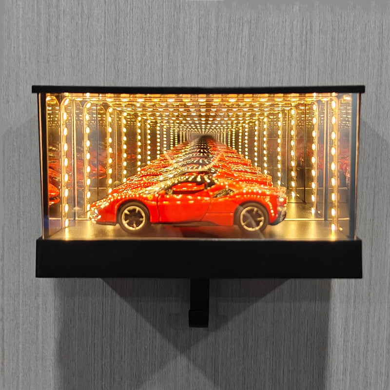Wall-Mounted Mirror Key Hook – LED Infinity Light for Car Lovers