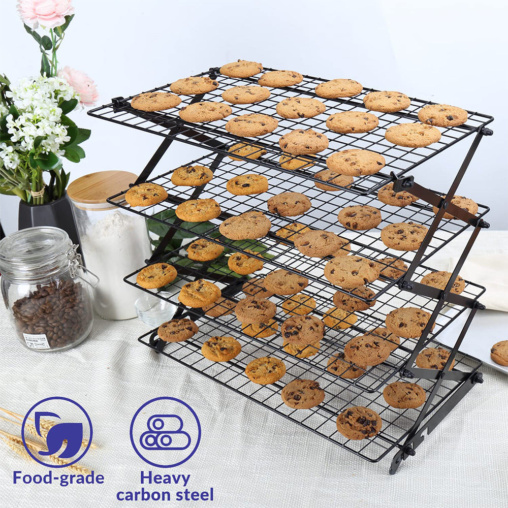Multi-Layer Foldable Mesh Storage Rack with Adjustable Height