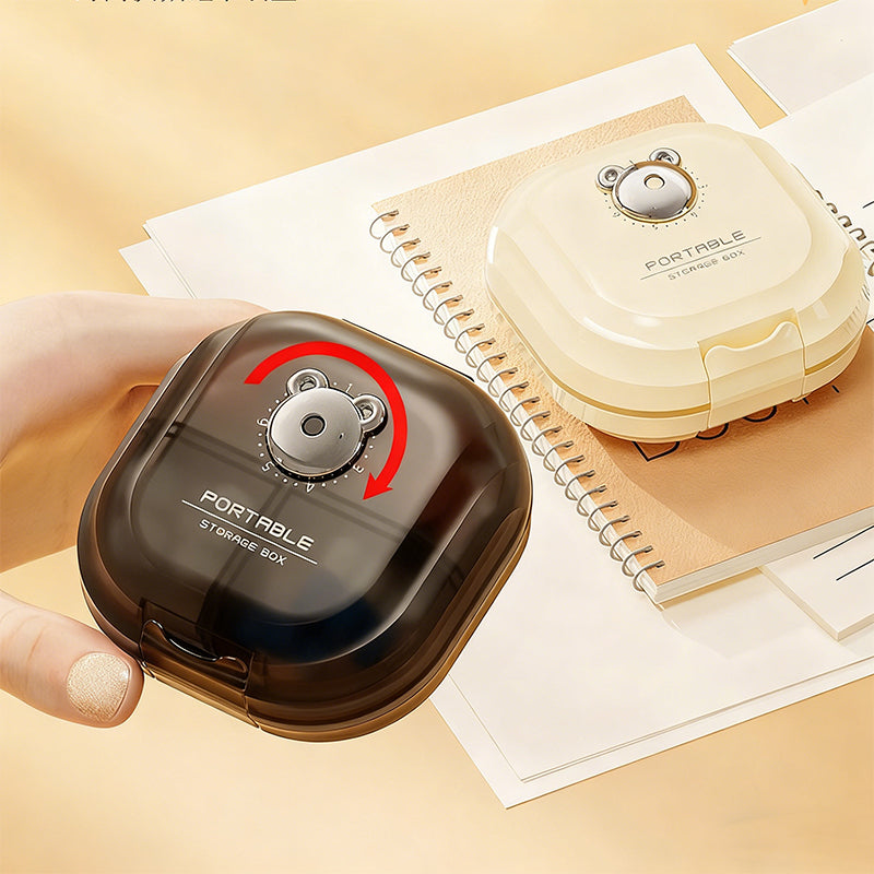 Portable Multi-Compartment Pill Organizer with Intake Counter