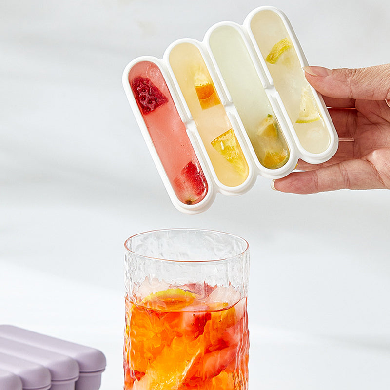 4-Grid Silicone Ice Stick Tray with Lid