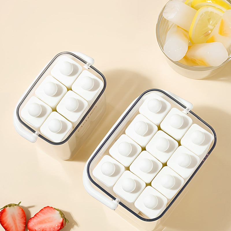 Silicone Ice Stick Tray with Individual Covered Molds & Storage Bucket with Handle