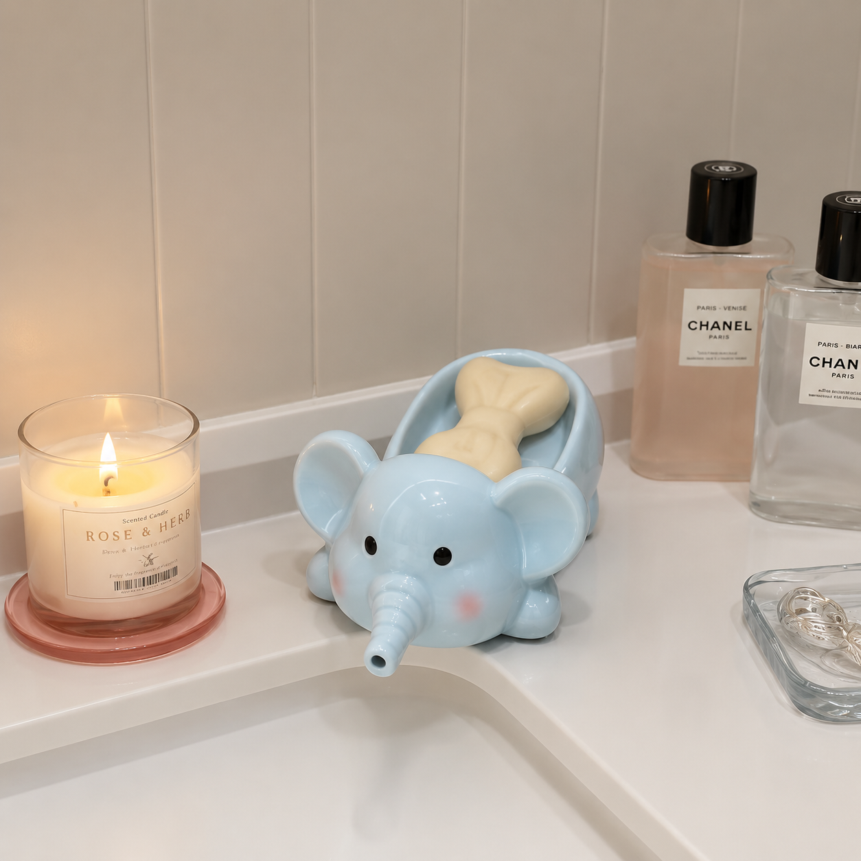 Cute Elephant Ceramic Soap Dish