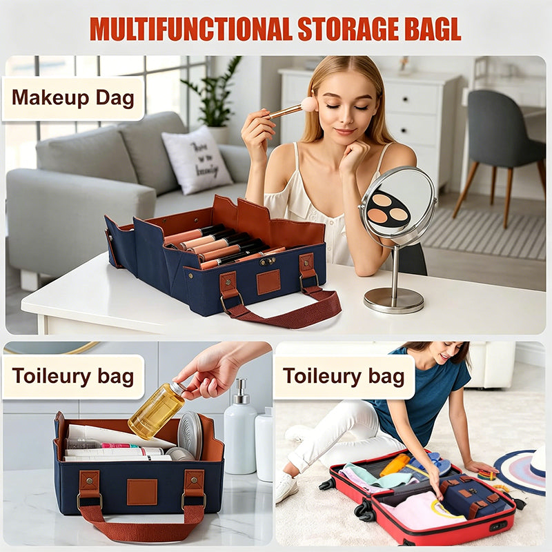 PU Leather Magnetic Large Capacity Makeup Organizer Bag