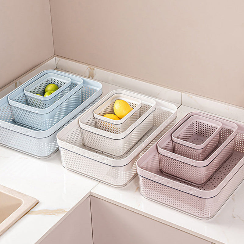 Large Capacity 2-Tier Stackable Square Drain Basket Set