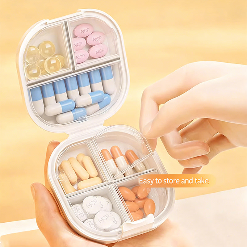 Portable Multi-Compartment Pill Organizer with Intake Counter