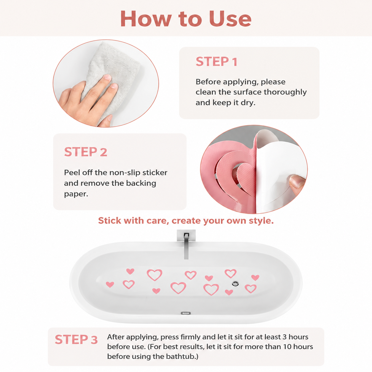 Heart-Shaped Anti-Slip Bathroom Sticker