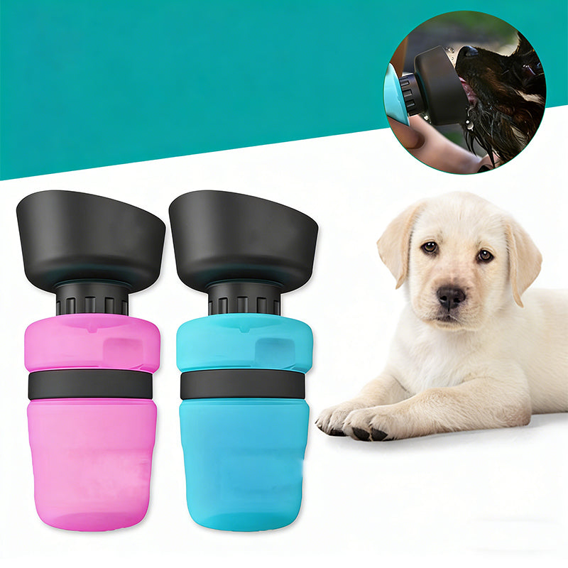 Portable Leakproof Squeeze Pet Water Bottle with Foldable Bowl