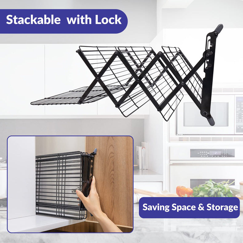 Multi-Layer Foldable Mesh Storage Rack with Adjustable Height