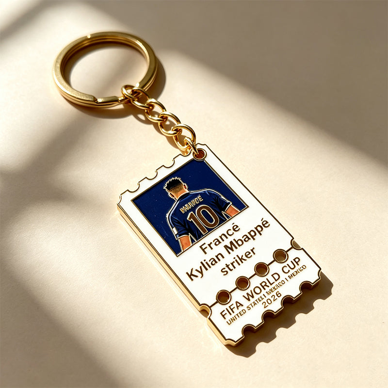 Metal Football Star Stamp Keychain