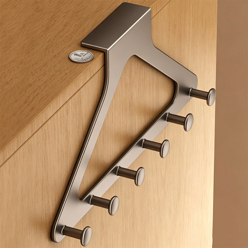 No-Drill Carbon Steel Over-the-Door Hook Rack