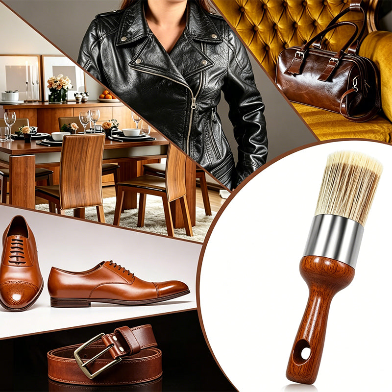 Premium Horsehair Leather Care Cleaning Brush for Genuine Leather Bags