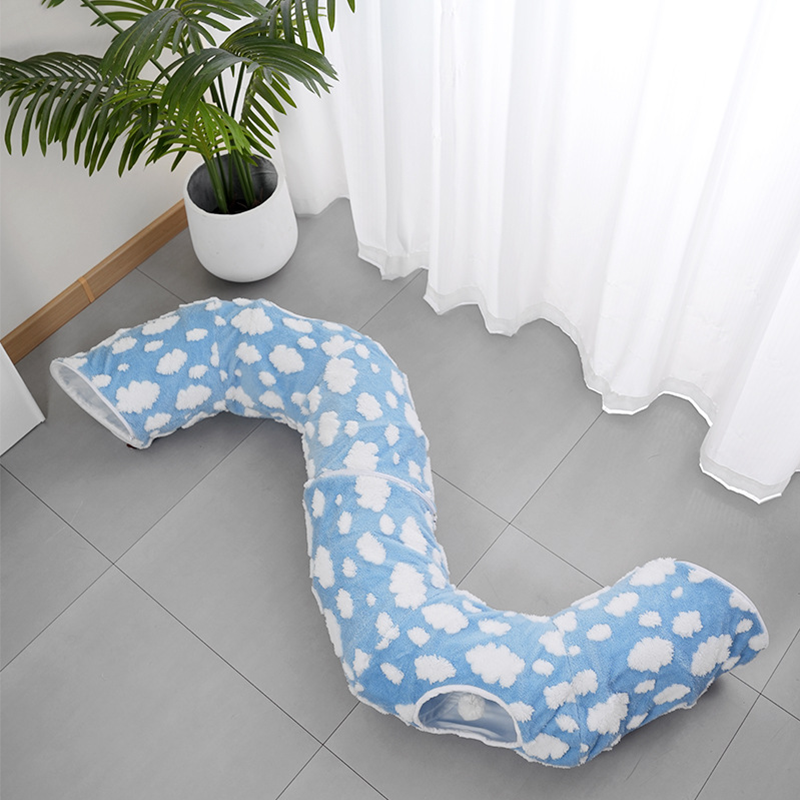 Fabric & Canvas Tunnel Cat Bed with Cushion